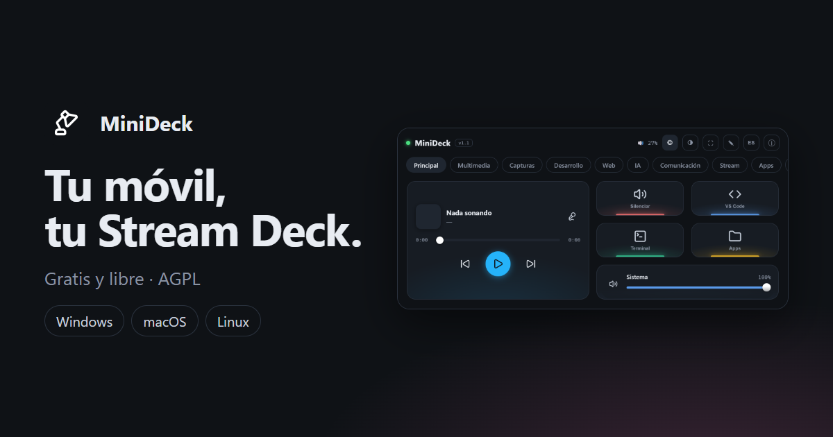 I built MiniDeck, a free open-source alternative to a Stream Deck that runs in your phone's browser